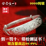 Đầy đủ bạc S9999 10.000 bạc phượng già nguyên chất đơn giản Xiangyun Longfeng Baifu vòng tay con gái gửi quà tặng mẹ ngày lễ