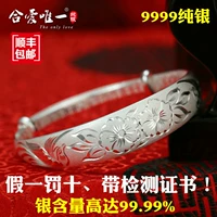 Đầy đủ bạc S9999 10.000 bạc phượng già nguyên chất đơn giản Xiangyun Longfeng Baifu vòng tay con gái gửi quà tặng mẹ ngày lễ vòng đeo tay