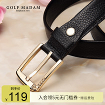 Womens GOLF womens leather simple Joker thin belt womens fashion casual Korean version of cowhide pin fashion