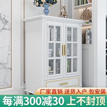American white light luxury wine cabinet combination Modern simple solid wood locker Restaurant cabinet Solid wood entrance cabinet can be customized