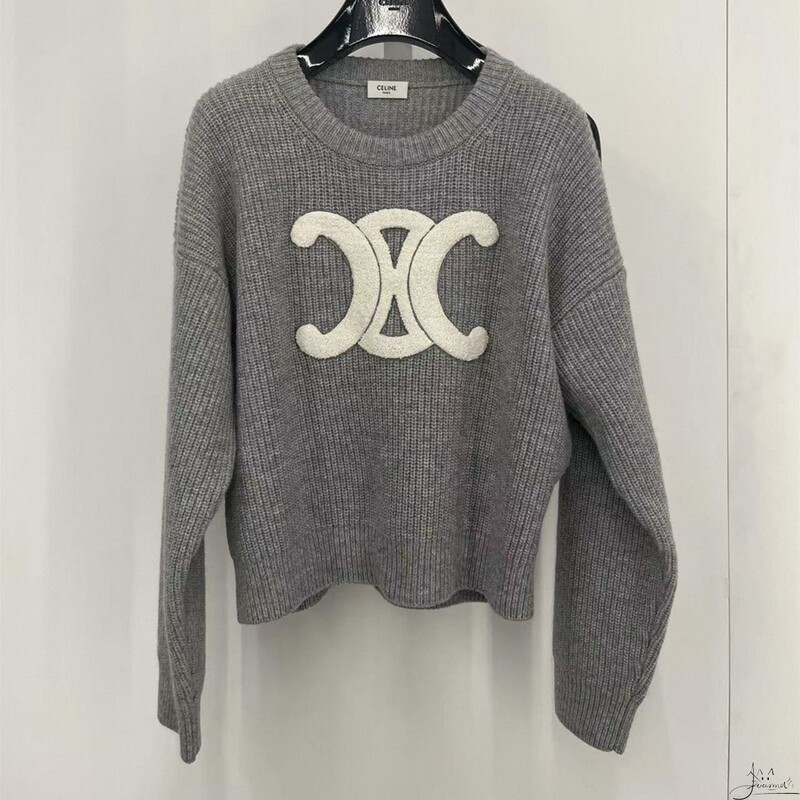 Celine Celine New Classic Sweater with Jacquard Letter Logo on the Chest in Contrasting Colors for Women and Men Celine Celine New Classic Sweater with Jacquard Letter Logo on the Chest in Contrasting Colors for Women and Men