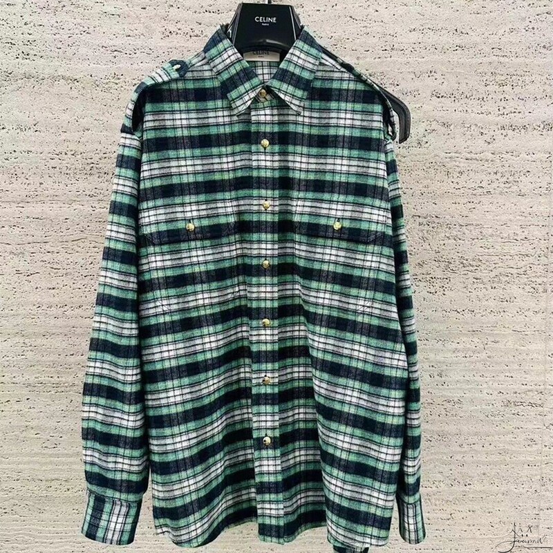 Celine Celine's New Classic Embroidered Letter Logo Plaid Color-Blocked Single-Breasted Shirt Men's Shirt Jacket Women's