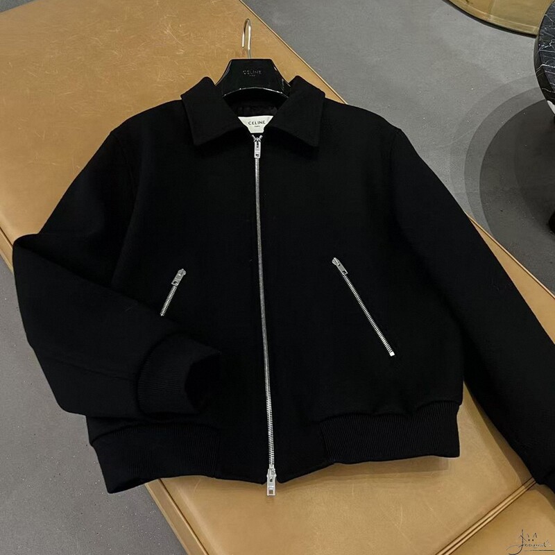 Celine Celine's New Classic Jacket with Embroidered Patch on the Back and Three-Dimensional Arc De Triomphe Letter Logo for Women and Men