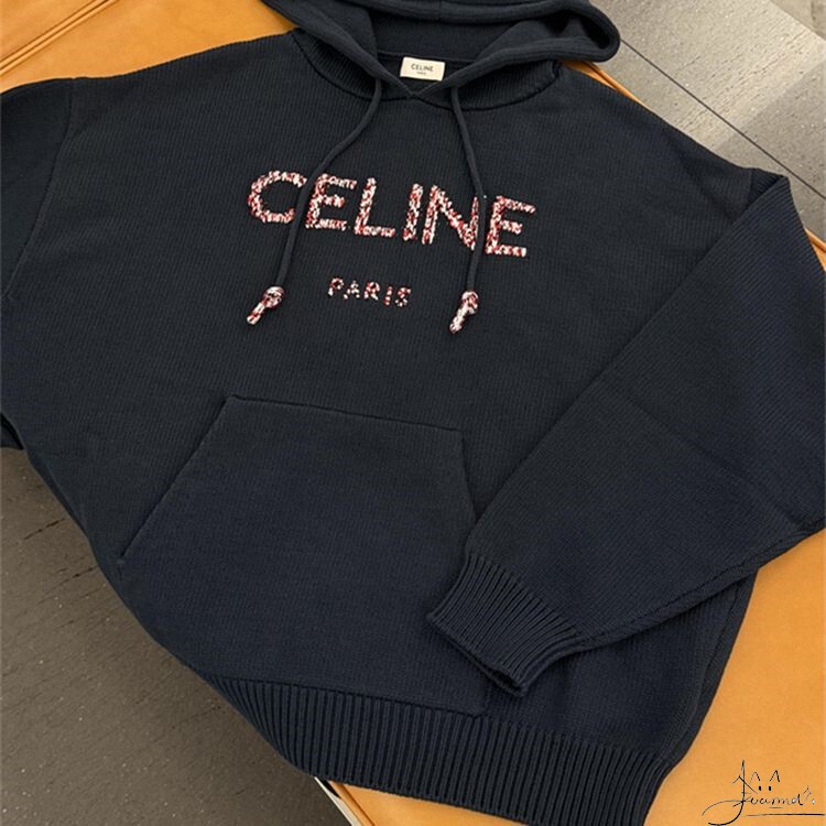 Celine Celine's New Style Classic Three-Dimensional Embroidered Letter Logo Hoodie Sweater Women's Knitwear Men's Top Celine Celine's New Style Classic Three-Dimensional Embroidered Letter Logo Hoodie Sweater Women's Knitwear Men's Top