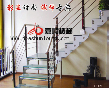 Factory direct household staircase home decoration ladder double beam ladder double beam glass ladder steel wood staircase