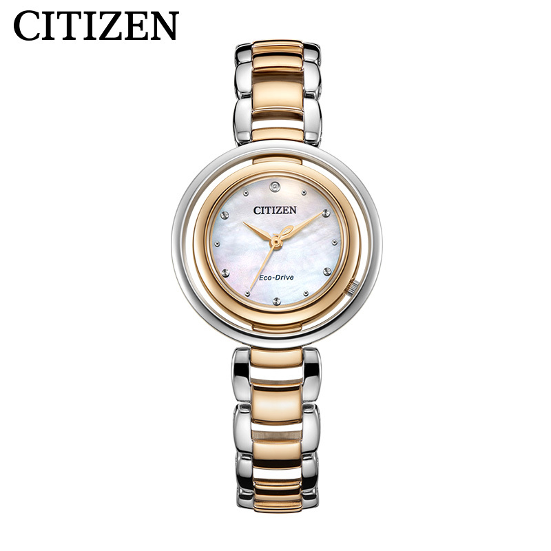 Citizen Japan Official Genuine Product Eco-Drive Stainless Steel Rose Gold Fashion Women's Watch Em0666-89D