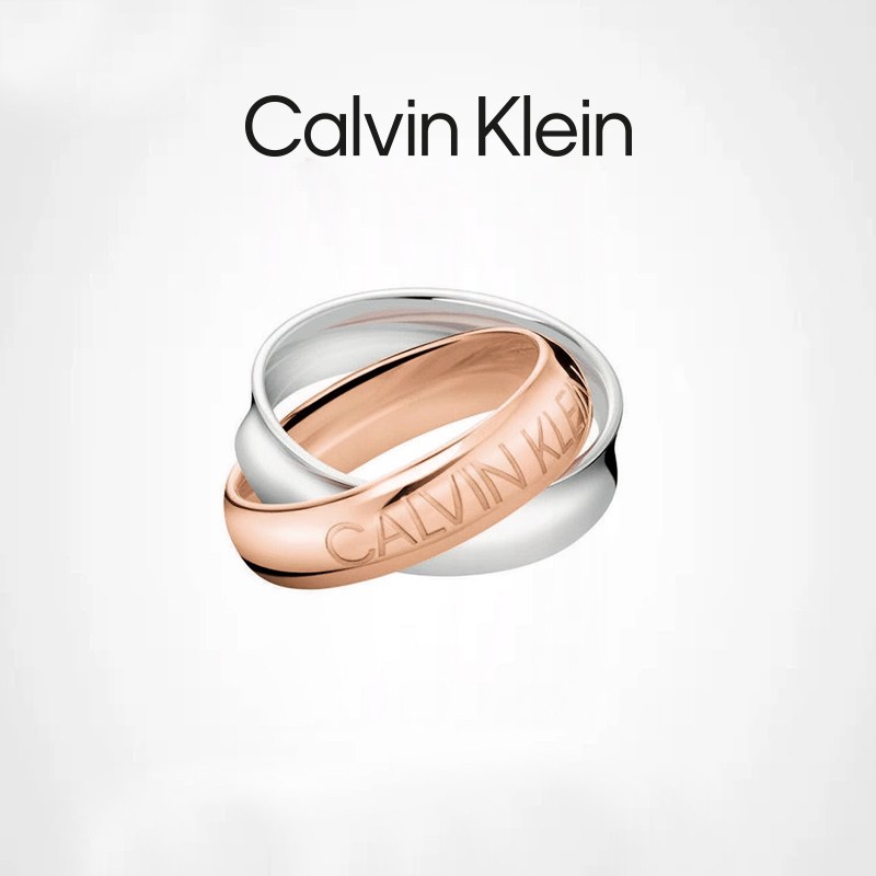 Calvinklein Ck Winding Ring for Women, Fashionable and Unique Rose Gold Colored Ring Pendant, Index Finger Ring, Gift