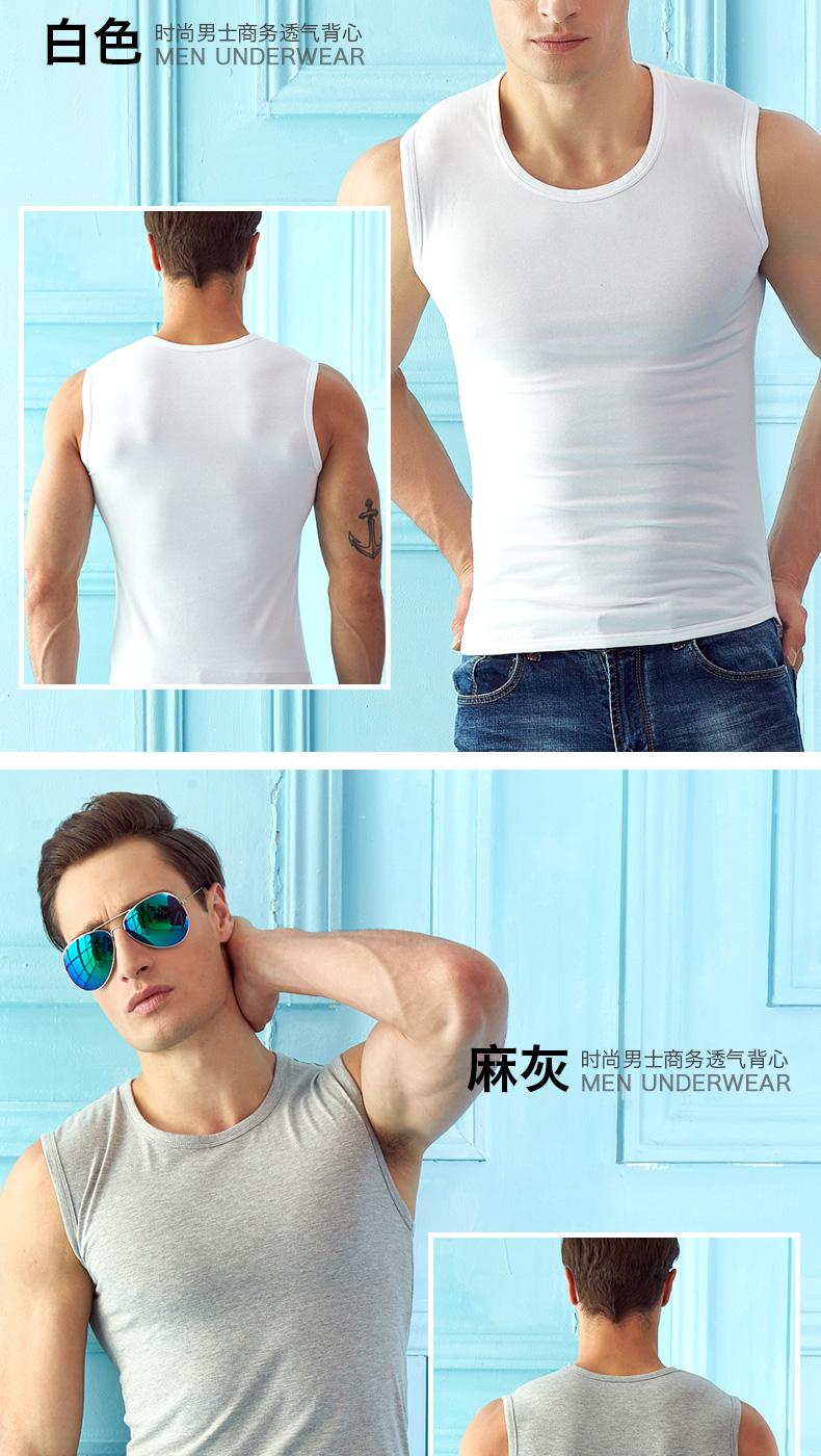 3 mảnh! Đồ lót nam cotton bó sát thể thao vest đáy mỏng thanh niên rộng vai tập thể dục áo vest vai mùa hè áo thun ba lỗ nữ big size
