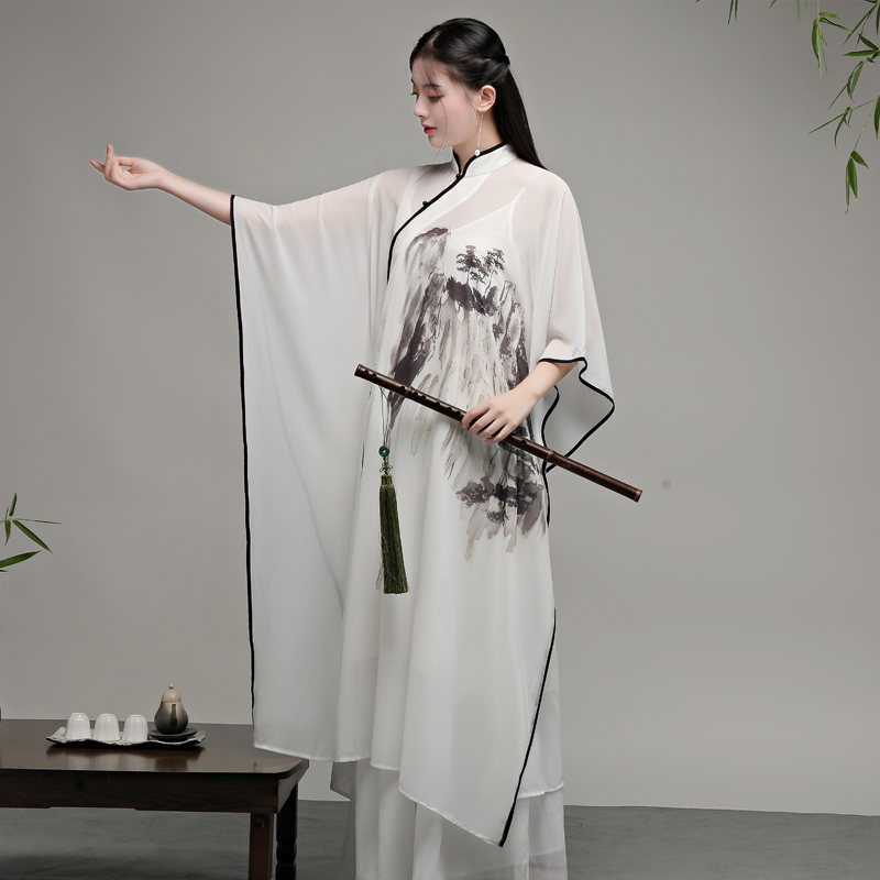Cảnh - bầu không khí quốc gia Trung Quốc cinched trong tấm khóa dave lớn phù hợp với kích thước trà Thiền váy Zen nhảy hai mảnh váy