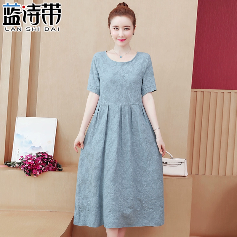 Váy cotton và vải lanh phong cách mới nút đĩa văn học cổ điển Zen quần áo phụ nữ Zen Váy trà phong cách Trung Quốc vải lanh màu trơn váy dài giữa - Váy dài