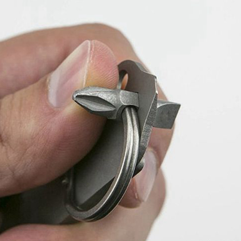 Double-headed strange screwdriver S2 steel two-way T6T8 key ring flat cross portable screwdriver EDC multi-function tool