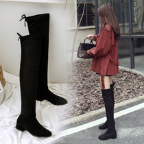 Over Knee Boots Woman Heel 2021 Autumn Winter New Display Slim Pointed Long Boots Woman Coarse Heel High Cylinder Boots Elastic Suede Single Boots