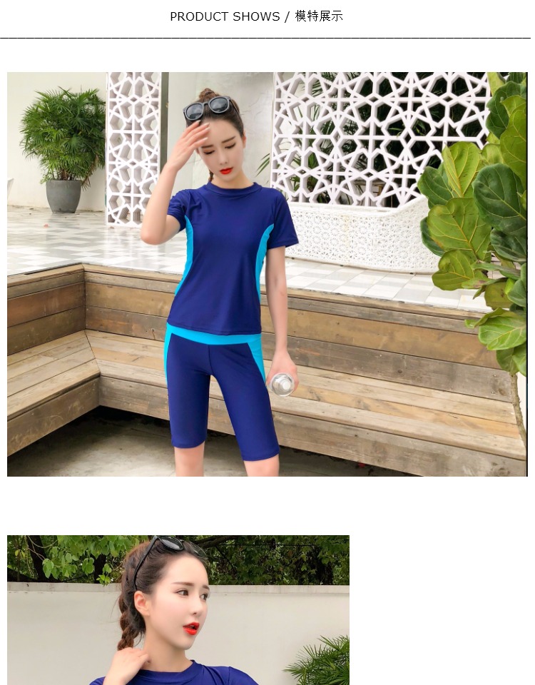 Áo tắm nữ xẻ góc phẳng che bụng bảo thủ mỏng 5 quần thể thao mẫu quần bơi cỡ lớn chất béo MM Hàn Quốc bộ đồ bơi 2 mảnh