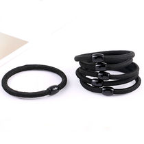 Japan and South Korea simple pure black childrens hair coil female head rope students high elastic Hairband children tie hair