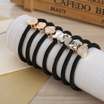Korean student female hair rope Joker tie hair rubber band plating gold beads children Hairband high elasticity simple hair