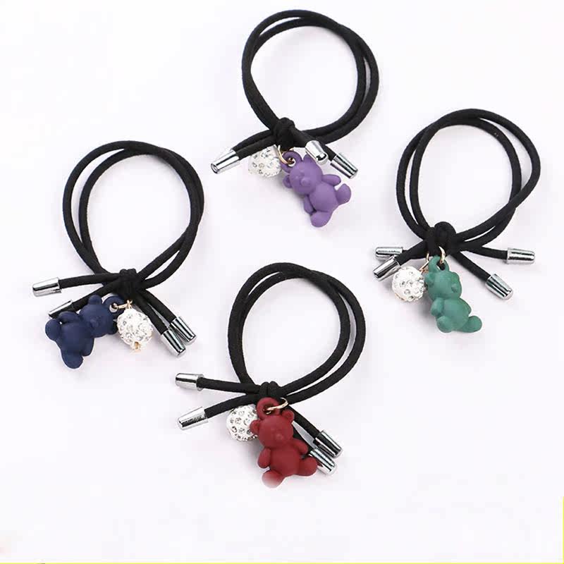 Han Edition New Children's Cartoon Hairloom Hairlap High elasticity cute bear hair circle Simple Lady Hang Hair Hair