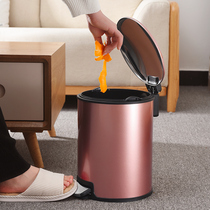 European-style trash can household living room bedroom bathroom kitchen creative cover large stainless steel foot-operated with cover