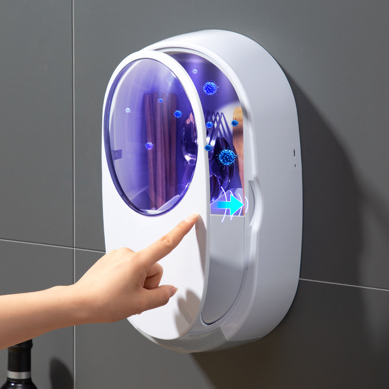 UV Disinfection Chopstick Cylinder Wall-mounted Chopstick Cage Home Cutlery Chopsticks Shelshelf Storage Box Drain Chopstick Cage