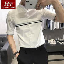 Casual shirt mens Half sleeve Korean slim handsome 2021 youth dress summer British shirt medium sleeve short sleeve