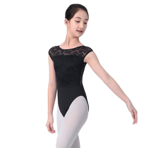 BaiUk Children Ballet Dancer Dance Suit Female Lace Splicing Half Sleeve Gymnastics Suit Girl Body Suit 123241120