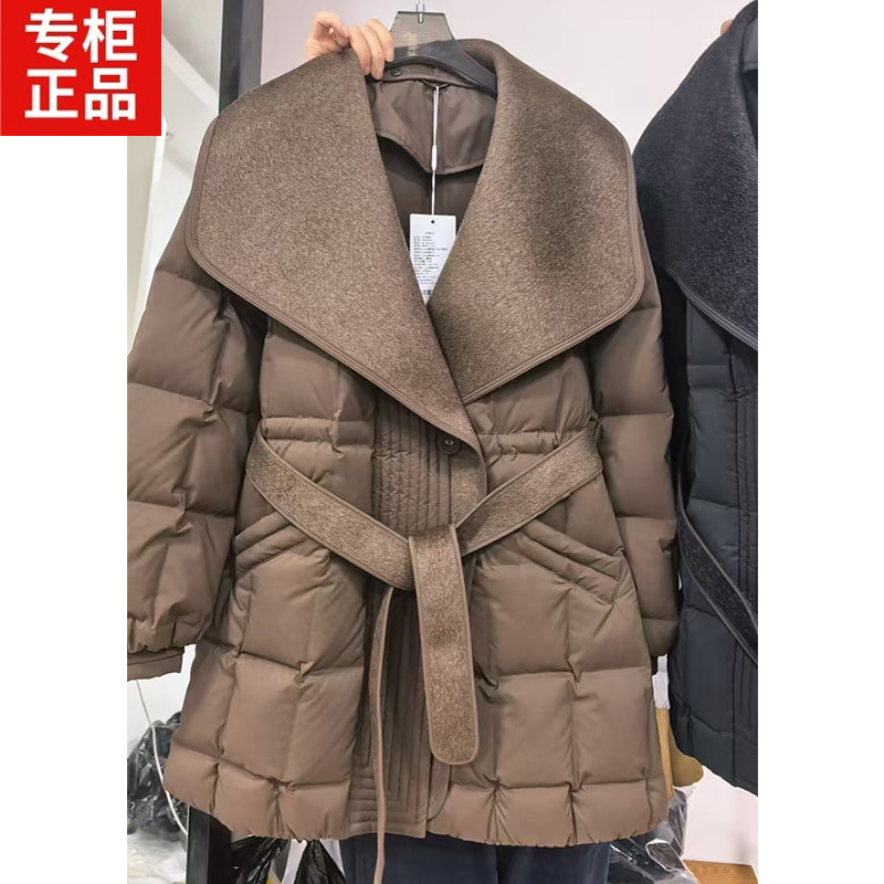 Authentic 2025 Winter New Collection High-End Wool Detachable Large Lapel 90% White Goose down Jacket