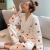 Quần áo giam giữ mùa xuân và mùa thu cotton tinh khiết sau sinh thấm mồ hôi mùa thu và mùa đông dày lên cho bà bầu cho con bú quần áo phụ nữ mang thai đồ ngủ tại nhà phù hợp với dịch vụ - Giải trí mặc / Mum mặc Giải trí mặc / Mum mặc