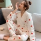 Quần áo giam giữ mùa xuân và mùa thu cotton tinh khiết sau sinh thấm mồ hôi mùa thu và mùa đông dày lên cho bà bầu cho con bú quần áo phụ nữ mang thai đồ ngủ tại nhà phù hợp với dịch vụ - Giải trí mặc / Mum mặc