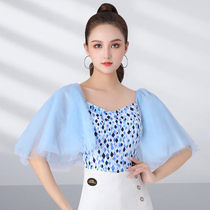 Dambao Roo New Ladys Square Collar Latin Conjoined Gittpa Dance Suit Sexy Flutter Web Yarn Cuff Practice