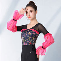 New Danbao Luo Conjoined womens Latin dance practice Ballroom Dancing blouses Morden dance Candy Sleeves Dance Dancer