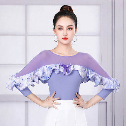 The new Danbao Luo women's body Moden dance blouses the back dance dress and the Latin dance waltz dance rehearsal work