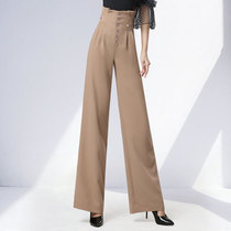 Dampaos new female summer thin section High waist button flower buds decoration national standard dance pants Morden Dance Skill Women Dance Pants