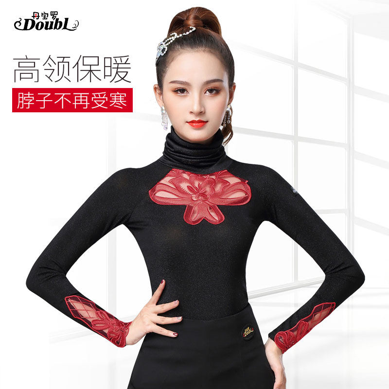 Dampao women's high collar autumn winter dance blouses Latin dance practice Dancing Square Dance Costumes New Dance Costumes