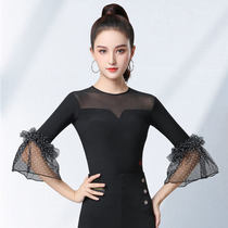 New Dambao Roo Women Blouses Waltz Dancing Costumes National Mark Dance Practice Service Horn Sleeve Dancing Clothes Conjoined Dance Suit
