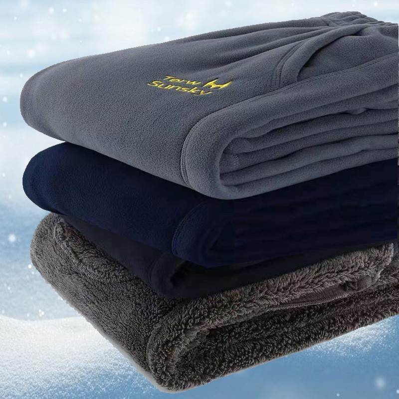 Middle Aged Winter Plus Suede Thickened Grip Suede Pants Man Outdoor Windproof Warm Sport Rocking Grain Pants Loose against High chill-Taobao