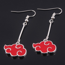 Anime Akatsuki Itachi Red Cloud Drop Earrings Ninja Kunai Sh