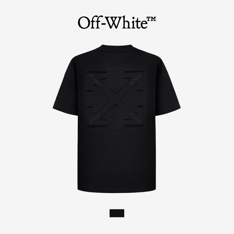 [Official Authentic Product] Off-White2026 Short-Sleeved T-Shirt for Men and Women with Stereo Embroidered Arrows, Loose-Fitting Tops for Couples