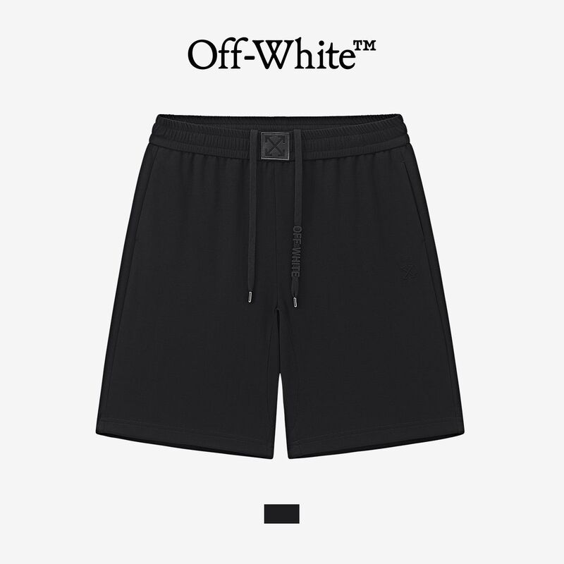 [Official Authentic Product] Off-White Shorts for Men and Women with Embossed Letters and Arrows, Couple's Loose-Fitting Sports Shorts