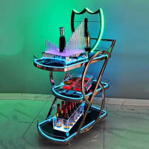 Bar light-up drink cart KTV night LED three-tier mobile food delivery cart Birthday cake service wine cart