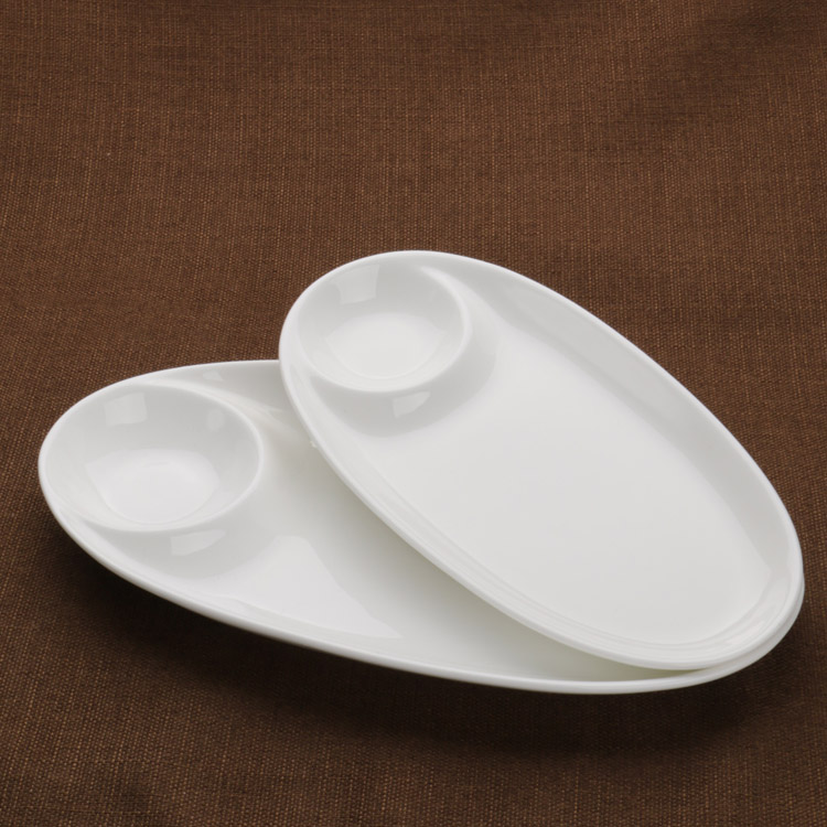 Can is home ceramic denier shaped sushi, disc sushi plate pure white tray steamed vermicelli roll plate sauce dish