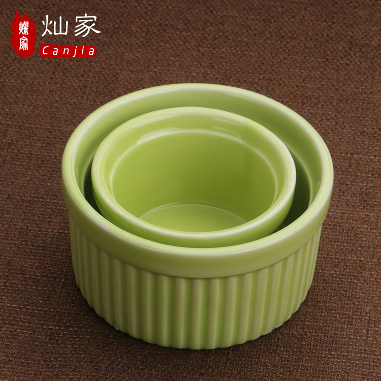 Ceramic baking dish high - temperature baking tools pudding cup baking bowl of shu she stripe cup dessert cup