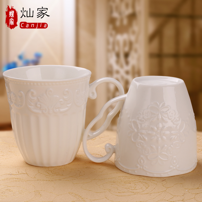 Ceramic keller mass fashion mark cup coffee milk cup creative flower tea lovers glass cup for breakfast