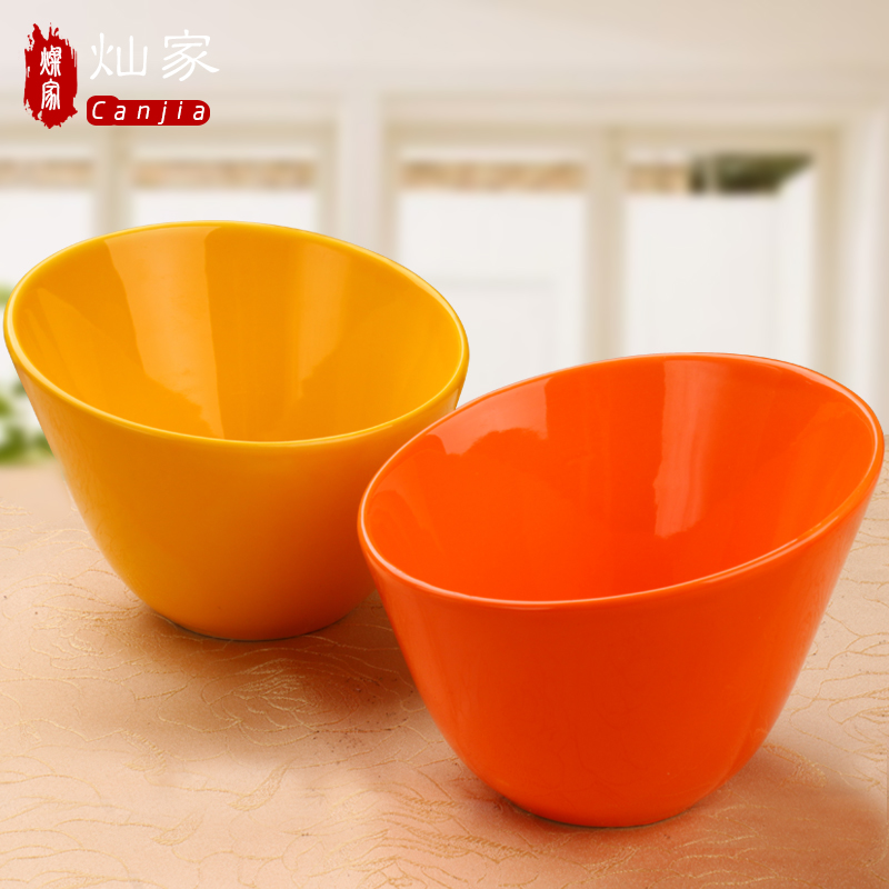 Ceramic high body bevel salad bowl noodles bowl of colored glaze sauce bowl of soup bowl western - style buffet hotel tableware