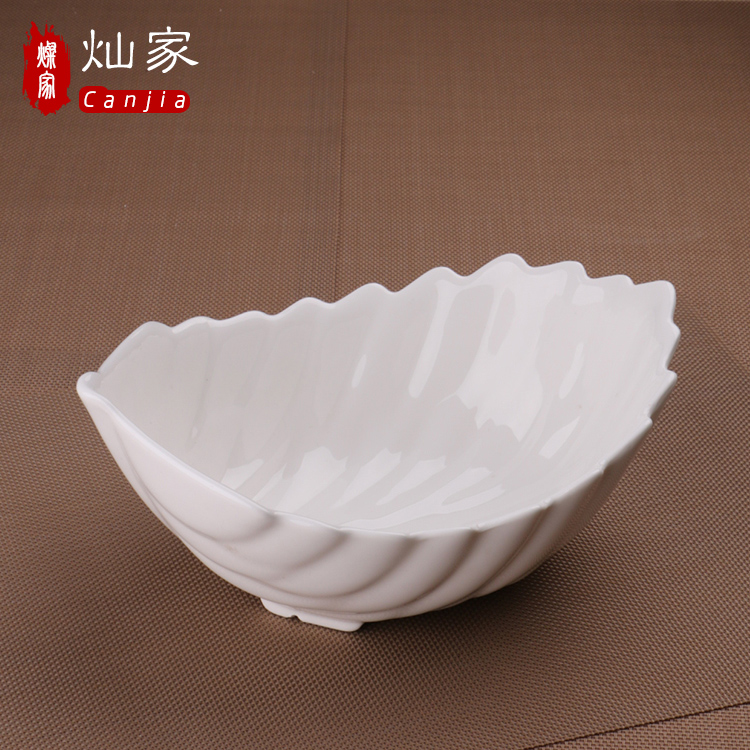 Pure white ceramic hotel west cutlery Japanese - style alien big bowl noodles bowl of salad bowl leaf plate creative cuisine