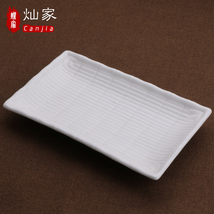 Can is home rectangular plate ceramic pure white sushi of disc fruit cake plate all the hotel tableware oblong bamboo products