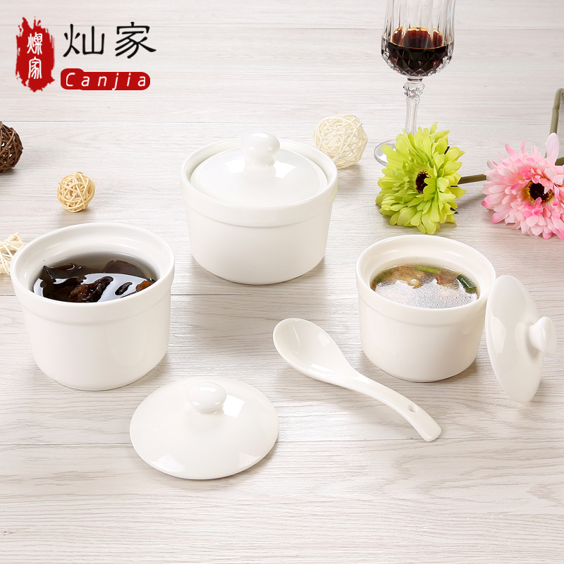 Ceramic cup with cover pot stew stew soup bowl water small cup bird 's nest sugar water cup stew stew steamed egg porcelain cup