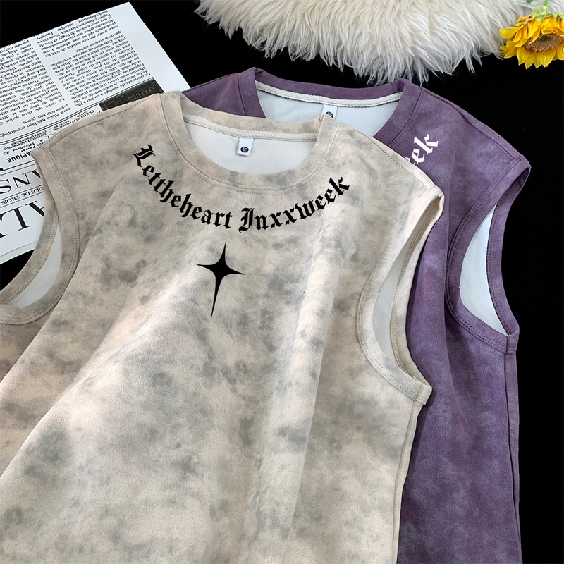 Trendy American-Style Tie-Dye Vest for Men, Summer High Street Couple's Loose-Fitting Versatile Casual Sleeveless T-Shirt, Trendy Brand