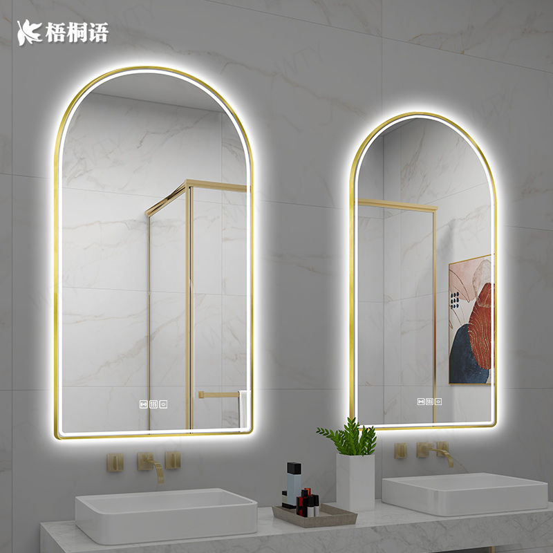 Eurostyle light lavish bathroom mirror washstand makeup mirror home wall-mounted washstand mirror with lamp arched bathroom smart mirror