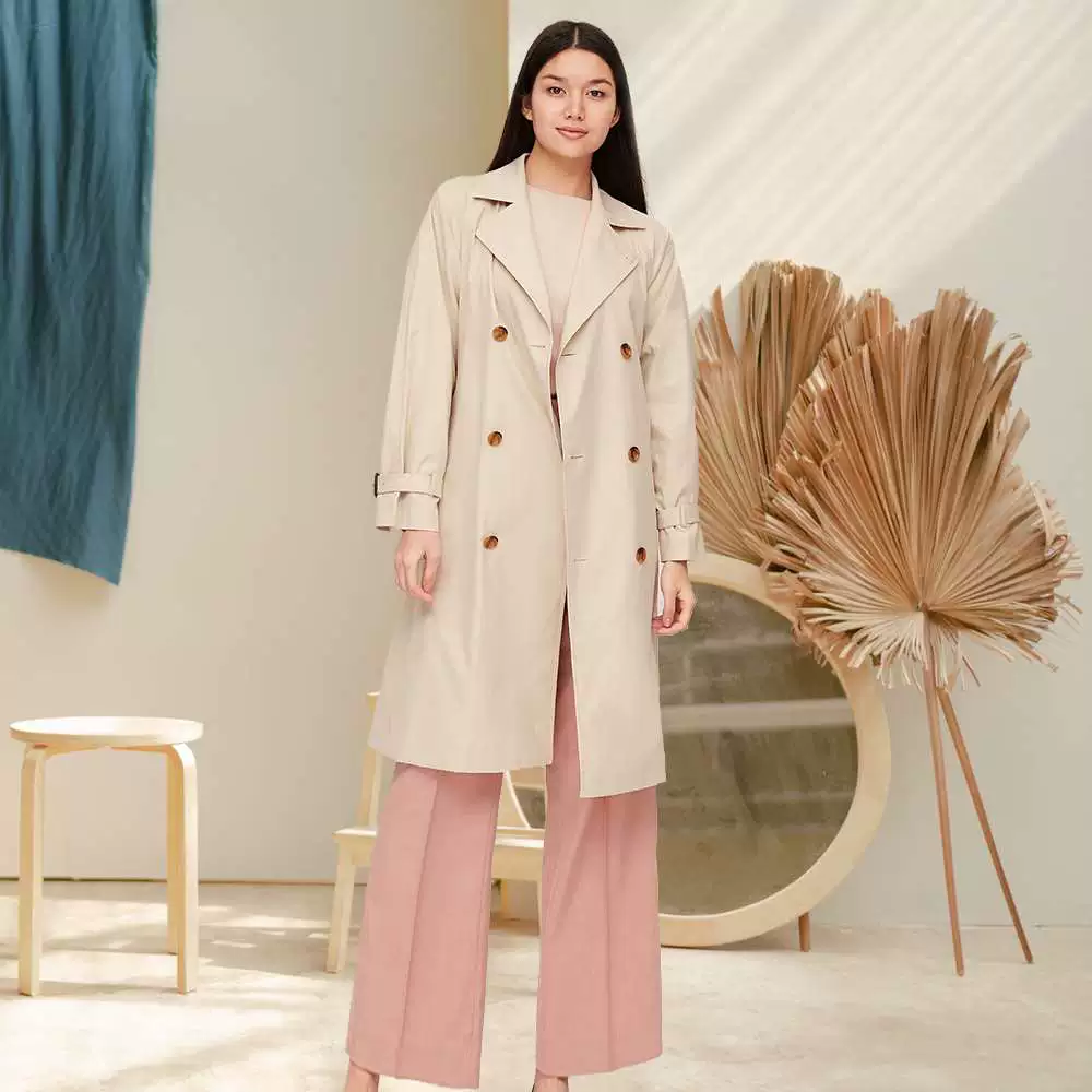 Áo gió nữ giản dị 2020 xuân mới vừa vặn, trẻ trung thời trang - Trench Coat