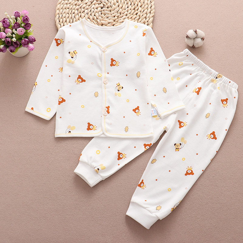 Baby cotton underwear set newborn spring and autumn cotton pajamas newborn cardigan children's autumn clothes sanitary pants