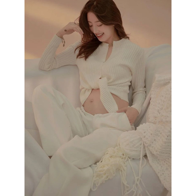 ງານວາງສະແດງຮູບພາບໃຫມ່ Studio Maternity Photo Clothing Split Knitted Home Private Room Pregnancy Mommy Photo Clothes